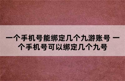 一个手机号能绑定几个九游账号 一个手机号可以绑定几个九号